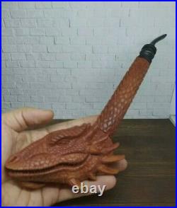Long Dragon Tobacco Pipe From Wood Handmade Carved