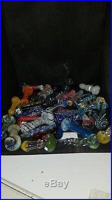 Lot Of 40 Tobacco Smoking Pipes Asst. Colors And All In Side Out Glass