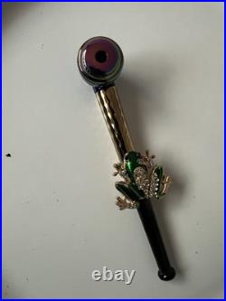 Lot of 10 Metal Smoking Pipes Rhinestone Animal Designs Glass Bowl Tobacco Pipes