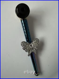 Lot of 10 Metal Smoking Pipes Rhinestone Animal Designs Glass Bowl Tobacco Pipes