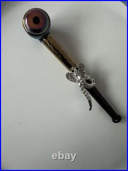 Lot of 10 Metal Smoking Pipes Rhinestone Animal Designs Glass Bowl Tobacco Pipes