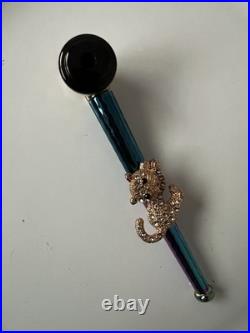 Lot of 10 Metal Smoking Pipes Rhinestone Animal Designs Glass Bowl Tobacco Pipes