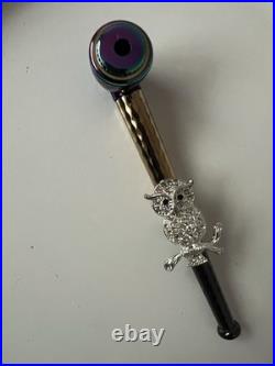 Lot of 10 Metal Smoking Pipes Rhinestone Animal Designs Glass Bowl Tobacco Pipes