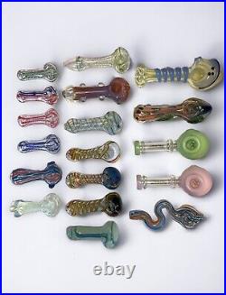 Lot of 18 Premium Glass Tobacco Pipes 3in. 6in