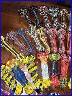 Lot of 85 Premium Hand Blown Glass Pipes Sizes Range 2-6