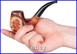 Luxury Handcrafted Tobacco Pipe with Sherlock Holmes Emblem Perfect Gift