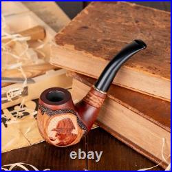 Luxury Handcrafted Tobacco Pipe with Sherlock Holmes Emblem Perfect Gift