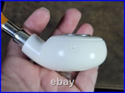 MBSD Deluxe Triple-Silver Squat Tomato Spigot Meerschaum Tobacco Smoking Pipe