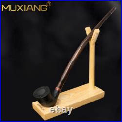 MUXIANG 9mm Gandalf Pipe Briarwood Churchwarden Tobacco Pipe Sandblast With Rack
