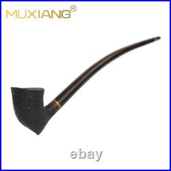 MUXIANG 9mm Gandalf Pipe Briarwood Churchwarden Tobacco Pipe Sandblast With Rack
