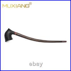 MUXIANG 9mm Gandalf Pipe Briarwood Churchwarden Tobacco Pipe Sandblast With Rack
