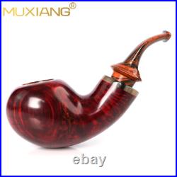 MUXIANG Briar Air Chamber Tobacco Pipe Wooden System Pipe Curved Ebonite Stem