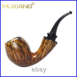 MUXIANG Briar Apple Pipe Smooth Wooden Tobacco Pipe With Burl Cumberland Stem