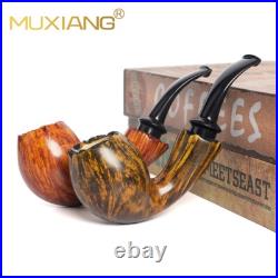 MUXIANG Briar Apple Pipe Smooth Wooden Tobacco Pipe With Burl Cumberland Stem