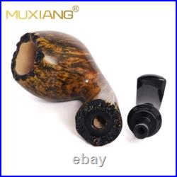 MUXIANG Briar Apple Pipe Smooth Wooden Tobacco Pipe With Burl Cumberland Stem