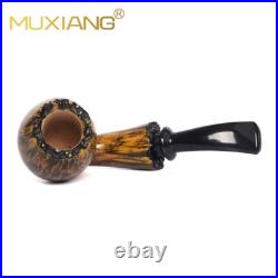 MUXIANG Briar Apple Pipe Smooth Wooden Tobacco Pipe With Burl Cumberland Stem