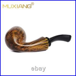 MUXIANG Briar Apple Pipe Smooth Wooden Tobacco Pipe With Burl Cumberland Stem