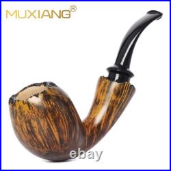 MUXIANG Briar Apple Pipe Smooth Wooden Tobacco Pipe With Burl Cumberland Stem