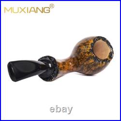 MUXIANG Briar Apple Pipe Smooth Wooden Tobacco Pipe With Burl Cumberland Stem