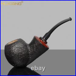 MUXIANG Briar Apple Tobacco Pipe Wooden Sandblasted Freehand Pipe Ebonite Stem