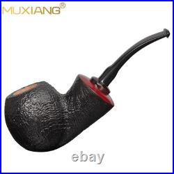MUXIANG Briar Apple Tobacco Pipe Wooden Sandblasted Freehand Pipe Ebonite Stem