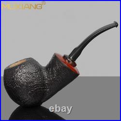 MUXIANG Briar Apple Tobacco Pipe Wooden Sandblasted Freehand Pipe Ebonite Stem