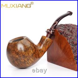 MUXIANG Briar Ball Pipe Handmade Smooth Wooden Tobacco Pipe 3MM Acrylic Stem