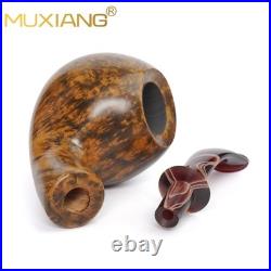 MUXIANG Briar Ball Pipe Handmade Smooth Wooden Tobacco Pipe 3MM Acrylic Stem