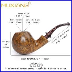 MUXIANG Briar Ball Pipe Handmade Smooth Wooden Tobacco Pipe 3MM Acrylic Stem