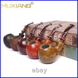 MUXIANG Briar Ball Pipe Handmade Smooth Wooden Tobacco Pipe 3MM Acrylic Stem