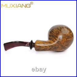 MUXIANG Briar Ball Pipe Handmade Smooth Wooden Tobacco Pipe 3MM Acrylic Stem