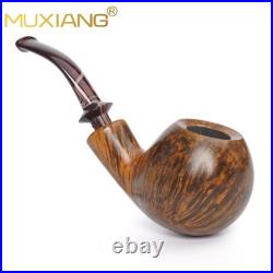 MUXIANG Briar Ball Pipe Handmade Smooth Wooden Tobacco Pipe 3MM Acrylic Stem