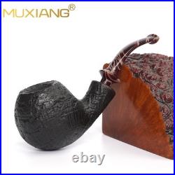 MUXIANG Briar Ball Pipe Sandblasted Wooden Tobacco Smoking Pipe 3MM Acrylic Stem