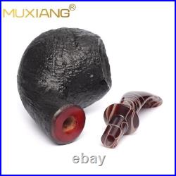 MUXIANG Briar Ball Pipe Sandblasted Wooden Tobacco Smoking Pipe 3MM Acrylic Stem