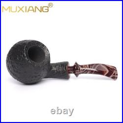 MUXIANG Briar Ball Pipe Sandblasted Wooden Tobacco Smoking Pipe 3MM Acrylic Stem