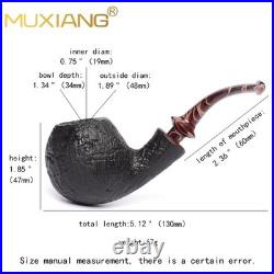 MUXIANG Briar Ball Pipe Sandblasted Wooden Tobacco Smoking Pipe 3MM Acrylic Stem