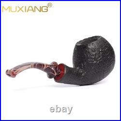 MUXIANG Briar Ball Pipe Sandblasted Wooden Tobacco Smoking Pipe 3MM Acrylic Stem