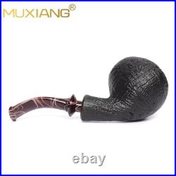 MUXIANG Briar Ball Pipe Sandblasted Wooden Tobacco Smoking Pipe 3MM Acrylic Stem