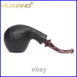MUXIANG Briar Ball Pipe Sandblasted Wooden Tobacco Smoking Pipe 3MM Acrylic Stem