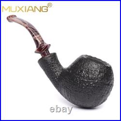 MUXIANG Briar Ball Pipe Sandblasted Wooden Tobacco Smoking Pipe 3MM Acrylic Stem