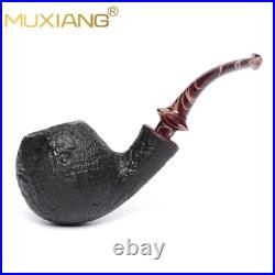 MUXIANG Briar Ball Pipe Sandblasted Wooden Tobacco Smoking Pipe 3MM Acrylic Stem