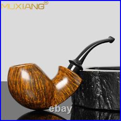 MUXIANG Briar Blowfish Tobacco Pipe Smooth Wooden Freehand Pipe Ebonite Stem
