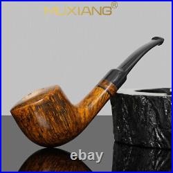 MUXIANG Briar Brandy Pipe Smooth Freehand Tobacco Smoking Pipe Bent Saddle Stem