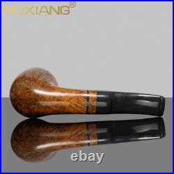 MUXIANG Briar Brandy Pipe Smooth Freehand Tobacco Smoking Pipe Bent Saddle Stem