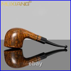 MUXIANG Briar Brandy Pipe Smooth Freehand Tobacco Smoking Pipe Bent Saddle Stem