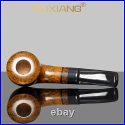 MUXIANG Briar Brandy Pipe Smooth Freehand Tobacco Smoking Pipe Bent Saddle Stem