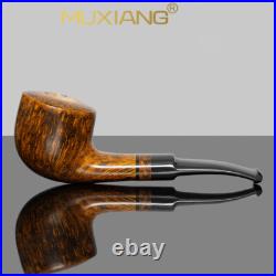 MUXIANG Briar Brandy Pipe Smooth Freehand Tobacco Smoking Pipe Bent Saddle Stem