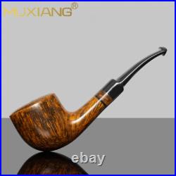 MUXIANG Briar Brandy Pipe Smooth Freehand Tobacco Smoking Pipe Bent Saddle Stem