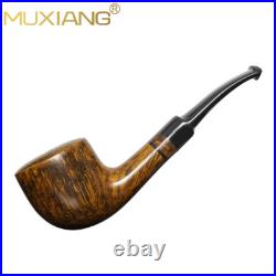 MUXIANG Briar Brandy Pipe Smooth Freehand Tobacco Smoking Pipe Bent Saddle Stem