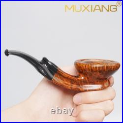 MUXIANG Briar Bulldog Pipe Handmade Briar Freehand Tobacco Pipe Cumberland Stem